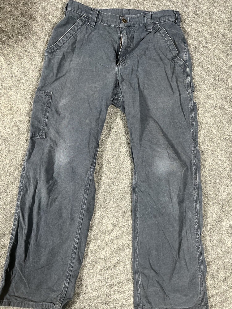 Carhartt Cargo Utility  Pants Heavy Canvas Straight Leg Mens Blue Size 34x30