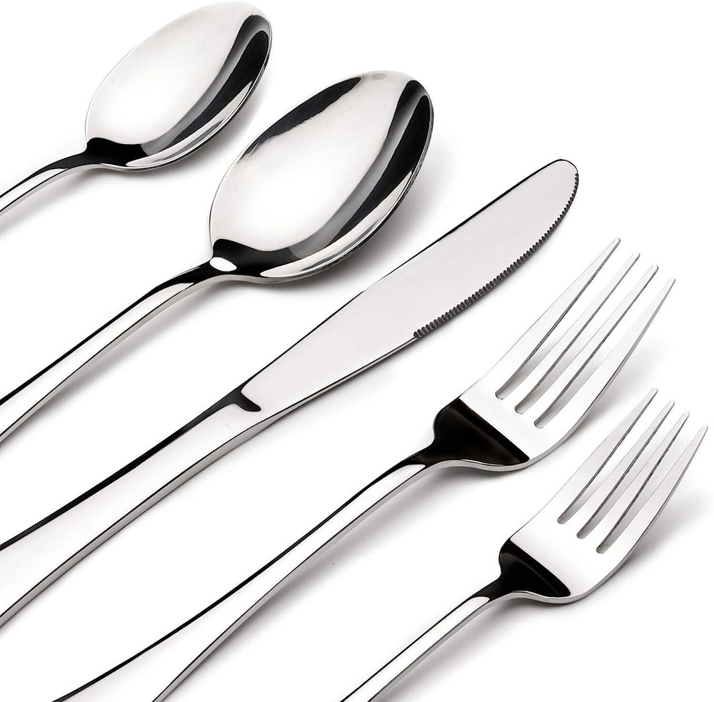 Silverware Set for 8, 40 Piece Heavy Duty Stainless Steel 40 Piece, Silver