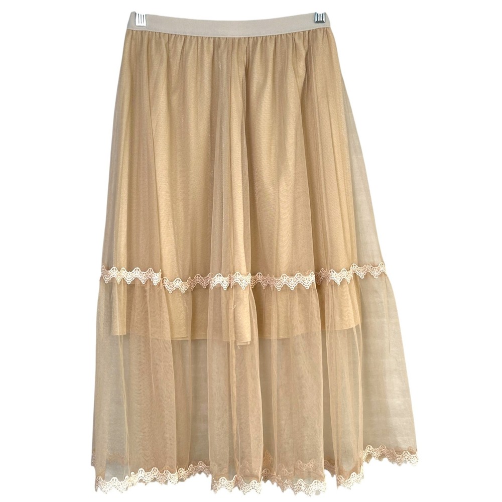 Tulle Mesh Lace Overlay Fairy Skirt One Size Balletcore Ethereal Cottage Goblin