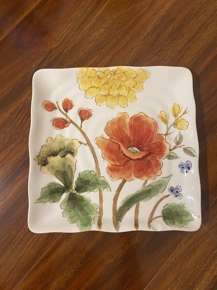 Summer Mum Floral By Maxcera Square Dinner Plate