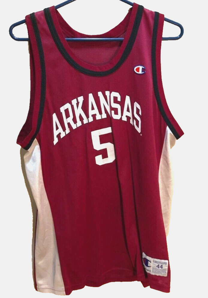 Arkansas Razorbacks #5 NCAA Vintage 90s Maroon Champion Basketball Jersey 44