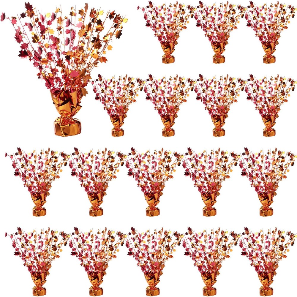 18 Pieces Fall Maple Leaves Table Centerpiece Metallic Foil Spray Centerpiece...