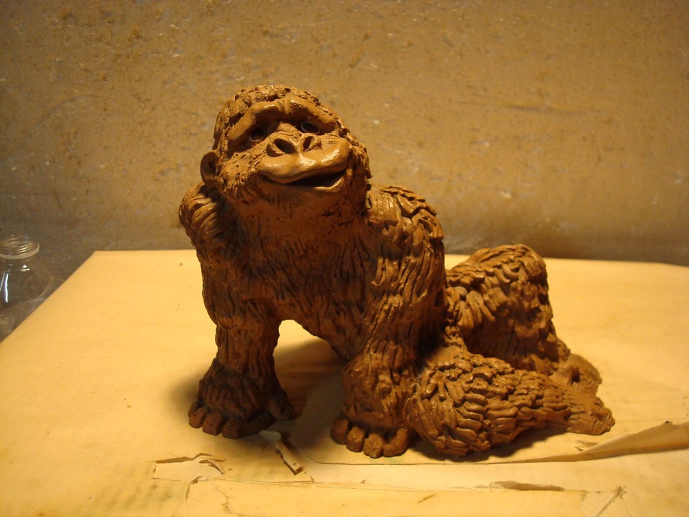 Vintage 74 Dave Grossman Gorilla Sculpture Clay Art Caricature Figure