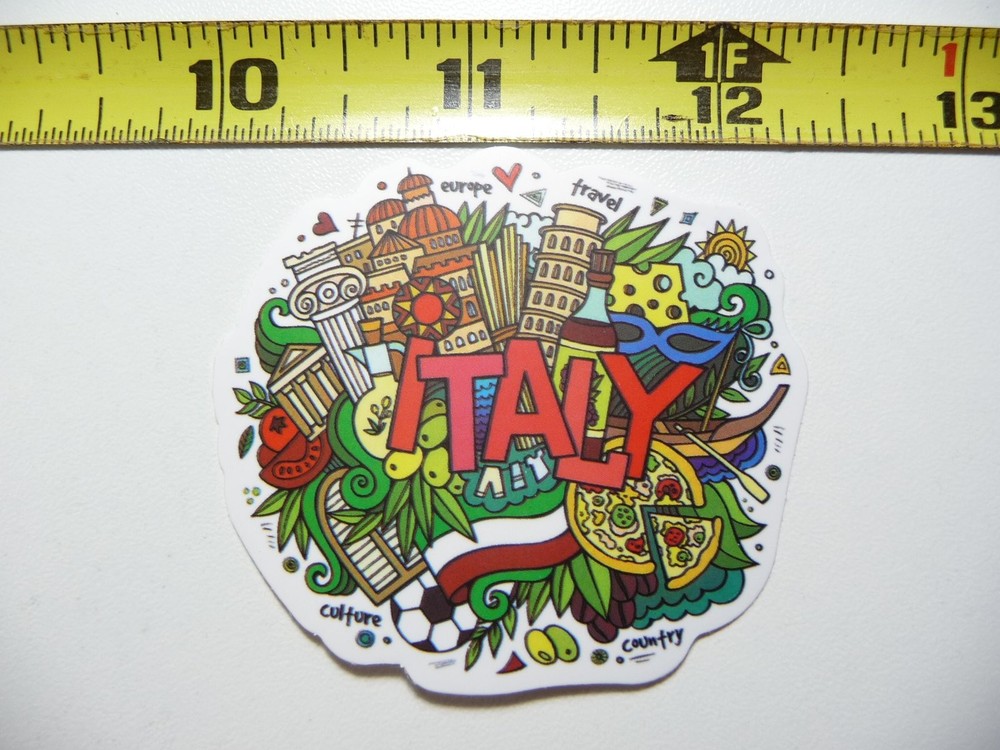 Colorful Italy Travel Sticker Decal for Vacation Souvenirs