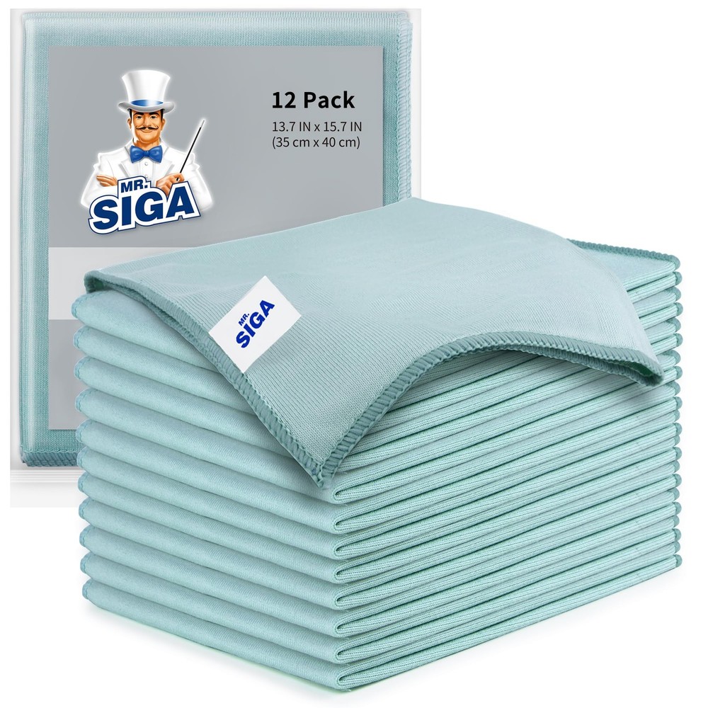 12-Pack Premium Microfiber Glass Cleaning Cloths 35x40cm Streak-Free