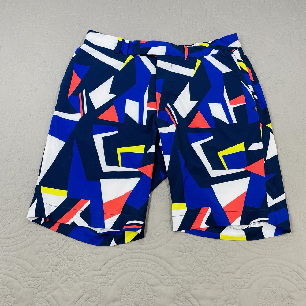 RLX Ralph Lauren Golf Shorts Mens 32 Blue Red Geometric Performance AOP