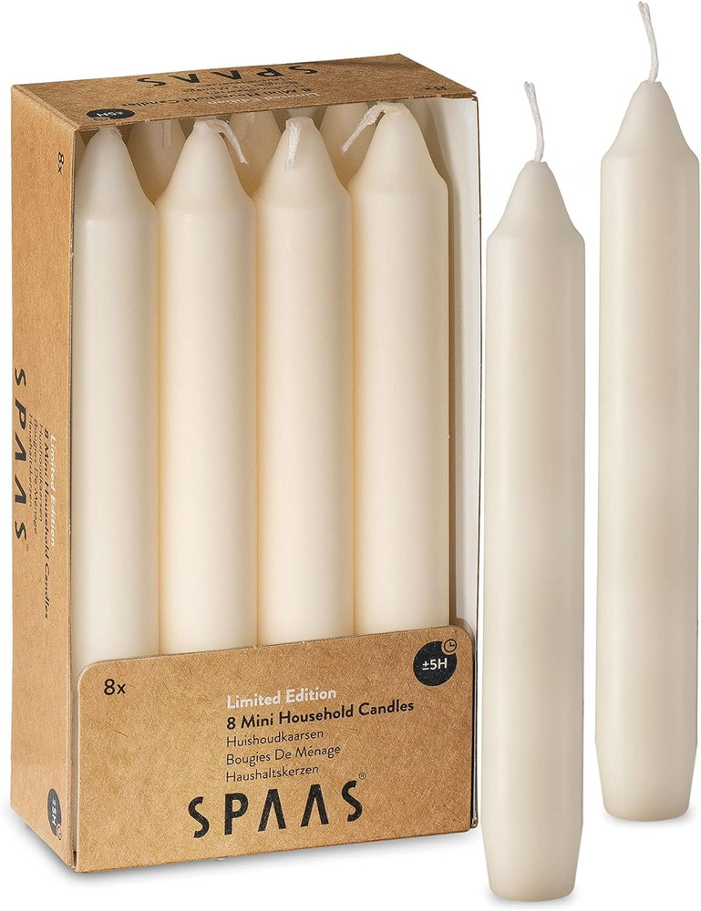 Straight Ivory Candlesticks - Pack of 8 6-Inch 5-Hour Burn Time