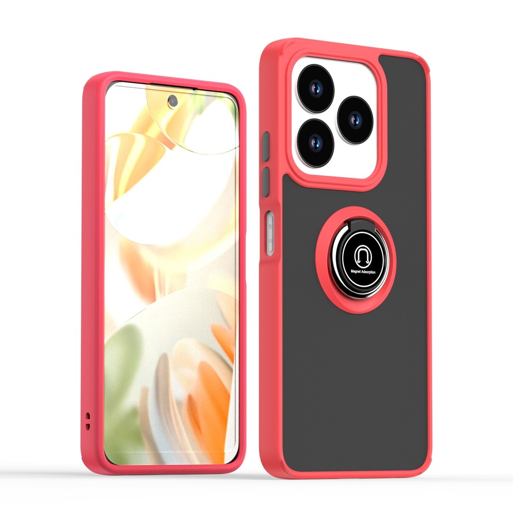 For ZTE Blade V60 Smart, Luxury Shockproof Hybrid Ring Holder Case Cover