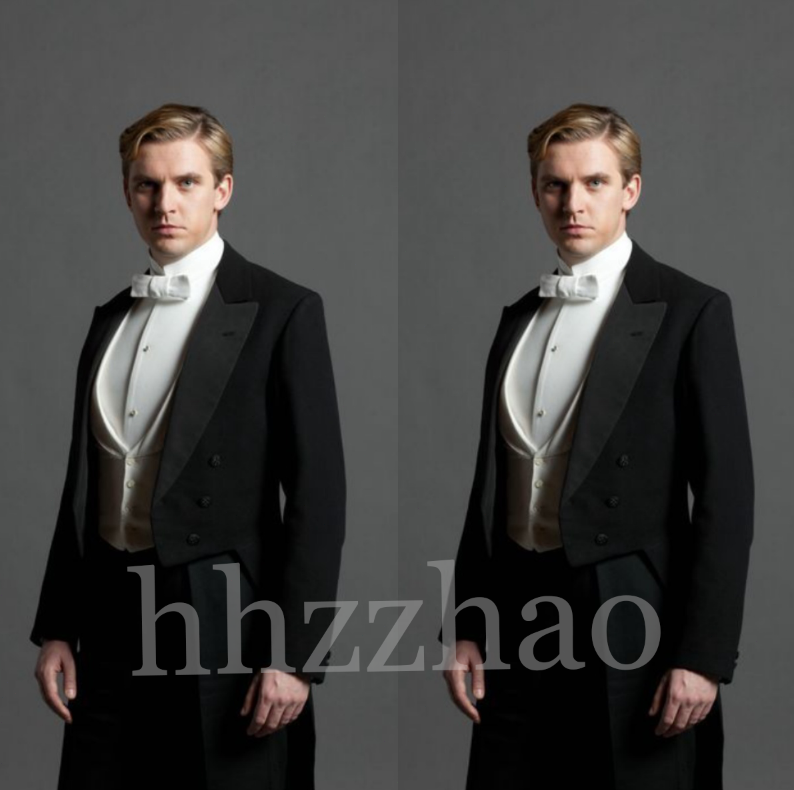Black Peak Lapel Mens Tuxedo Blazer for Wedding and Evening Events