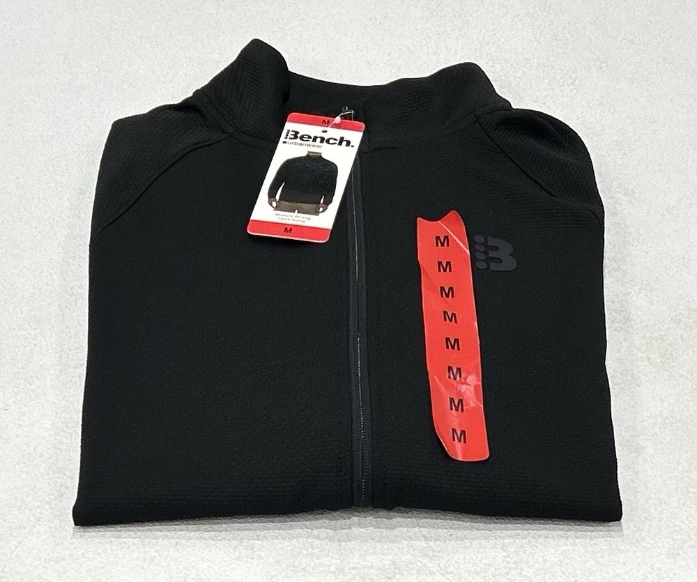 Bench Men's Urbanwear Moisture Wicking Full Zip Knit Jacket, Black, Size M
