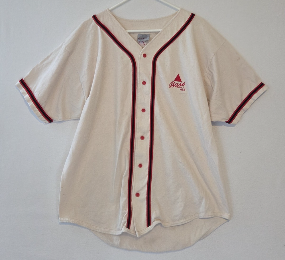 VTG Men's Badger Baseball Jersey Bass Ale Party Drinking Shirt USA MADE SZ XL