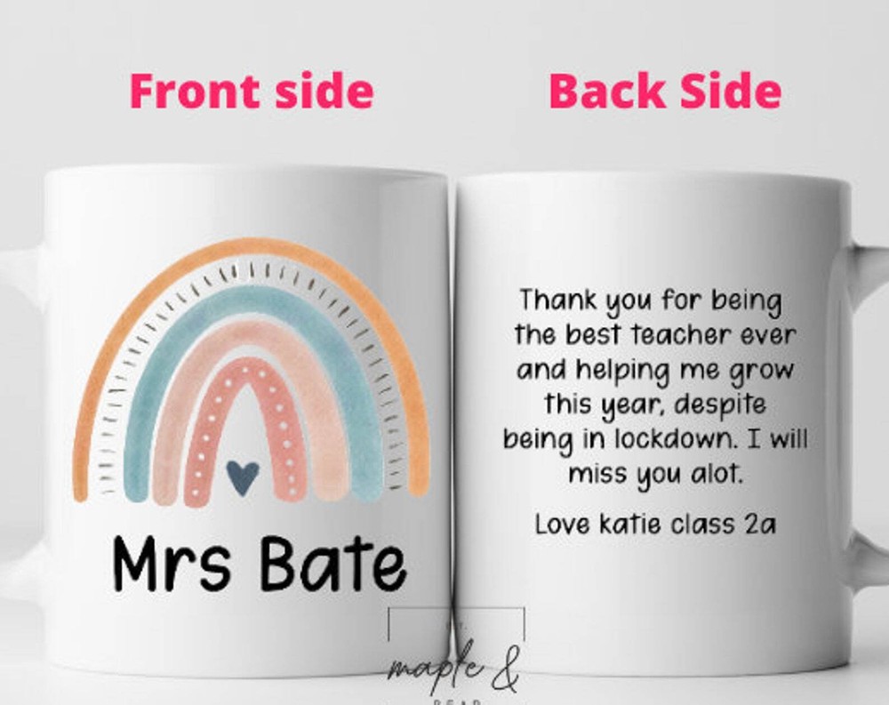 Personalised Teacher Mug Thank You Teacher Gift Present For Teacher End Of Term