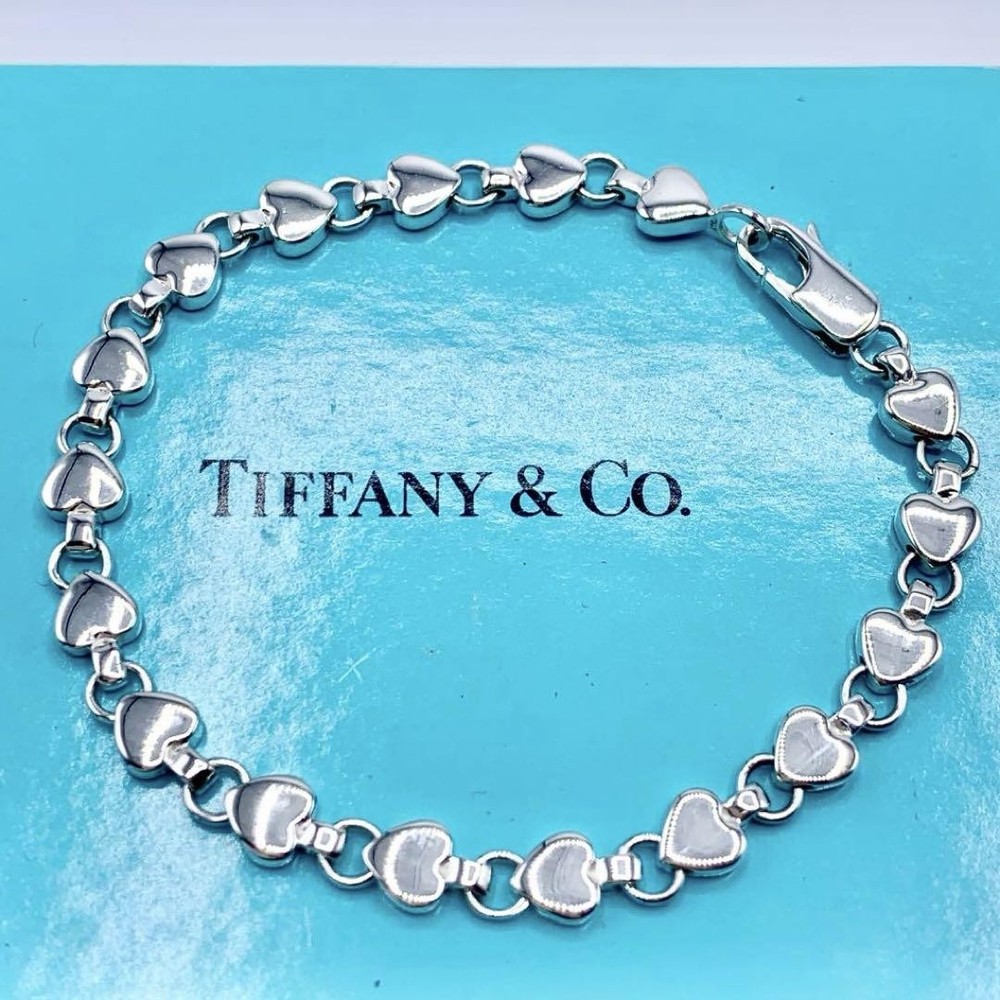 Tiffany Vintage Puff Heart Bracelet 17cm Rare Jewelry Collectible