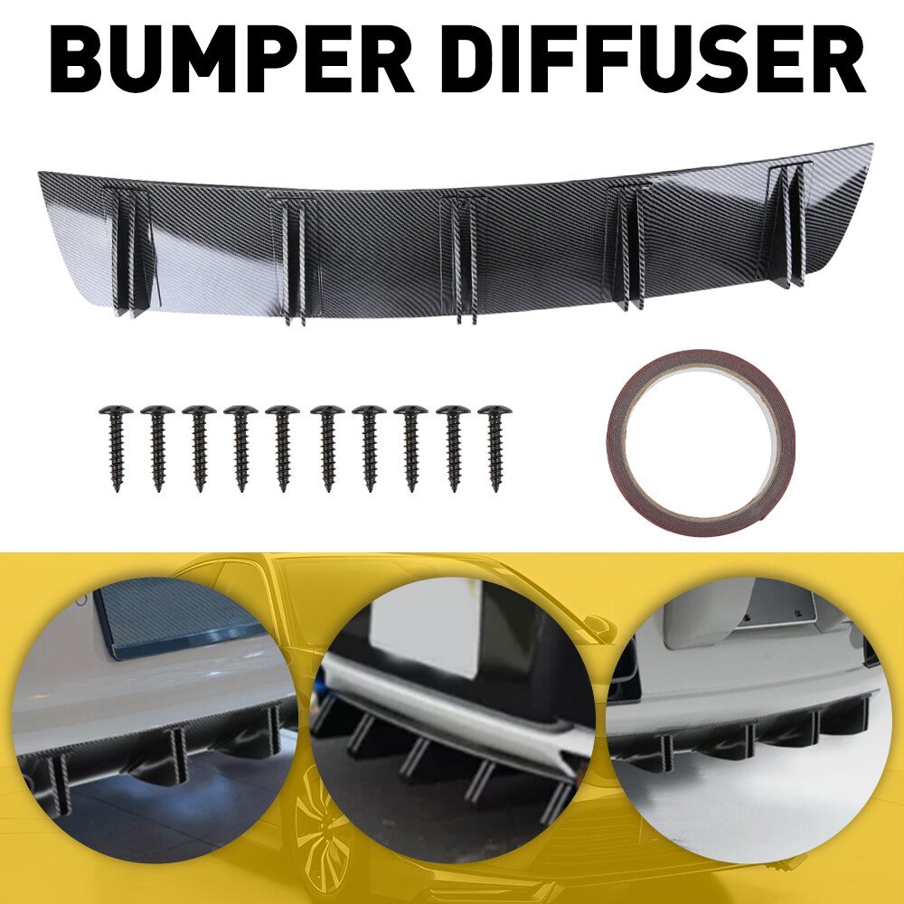 For Nissan Rear Bumper Lip Diffuser Shark Fin Wing Spoiler Splitter Carbon Fiber
