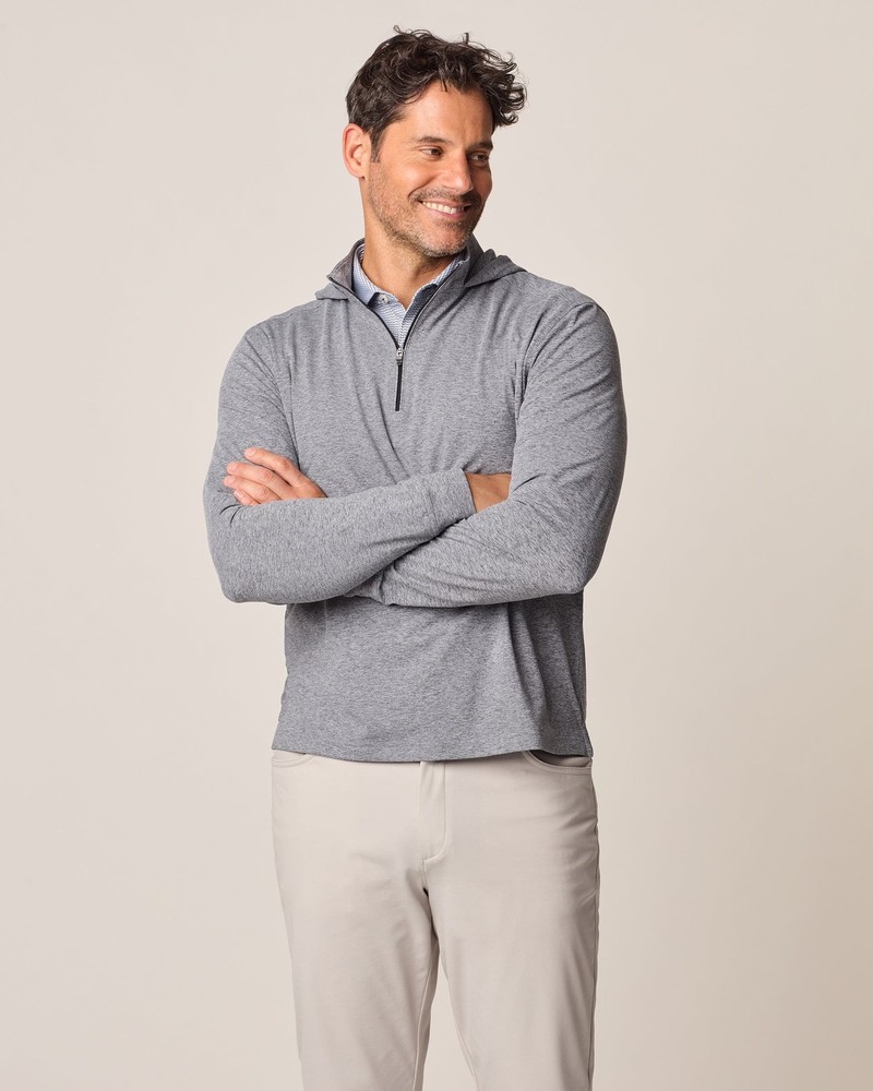 johnnie-O Slaton Performance 1/4 Zip Hoodie Heather Black Size XL