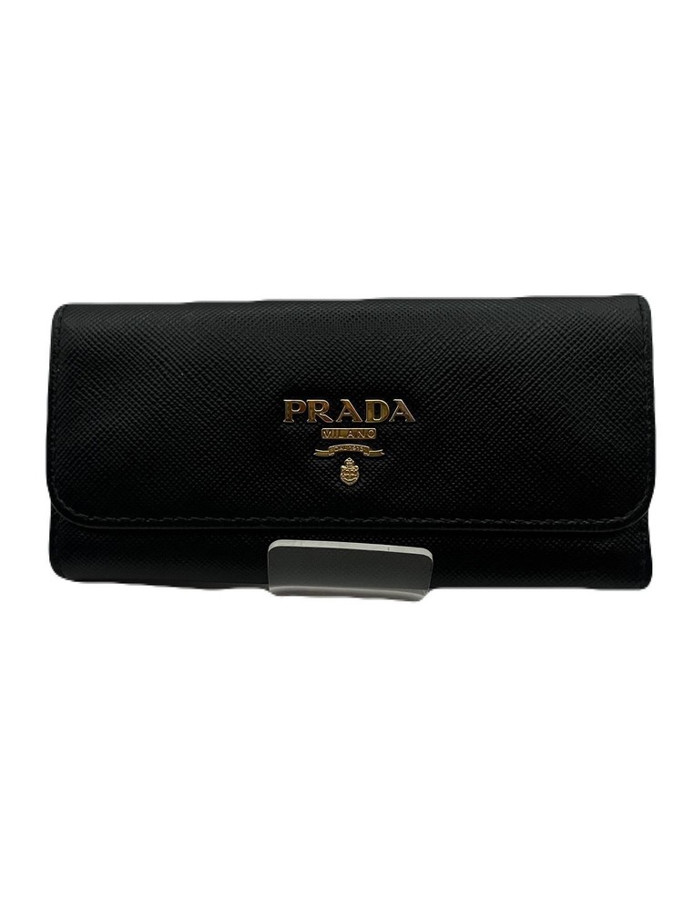 Prada Black Leather Key Wallet Case with 6 Hooks Preowned TB60-4
