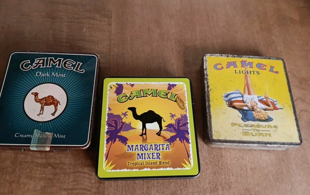 Vintage Camel Cigarette Empty Metal Tins * Collectible Lot Of 3
