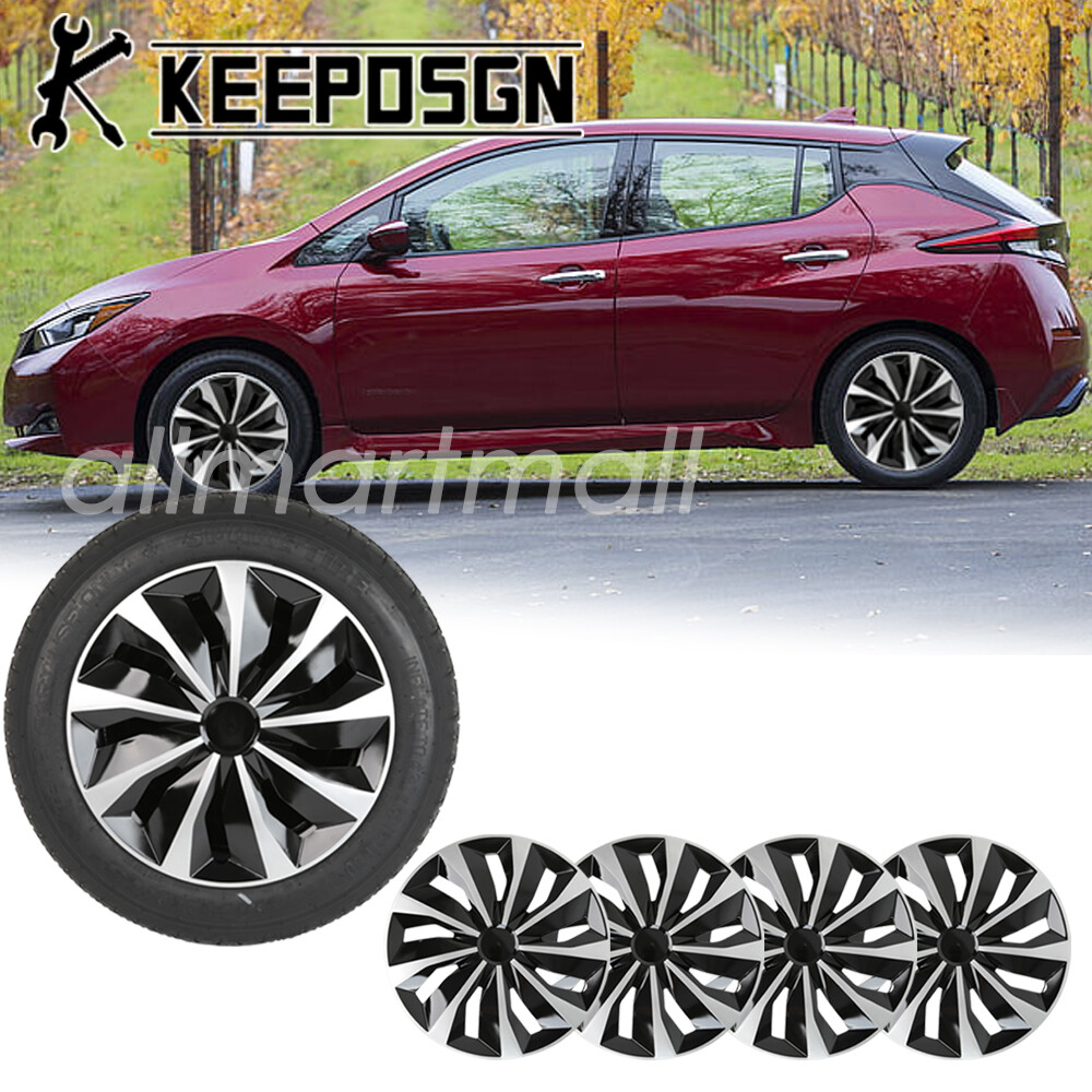 Nissan Leaf S 16-Inch Silver Black Wheel Rim Covers Set of 4