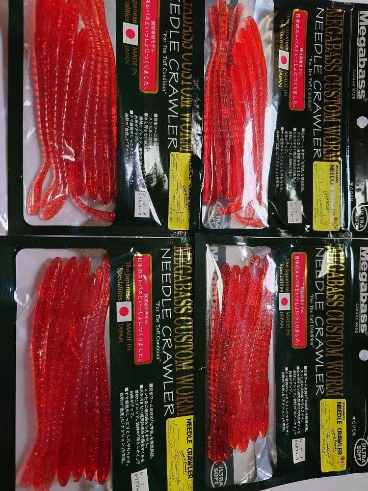 Megabass Ito Needle Crawler Red X Bites Fishing Lure 4-Piece Set