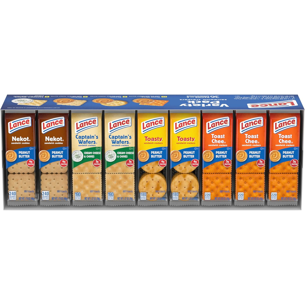 36-Count Sandwich Crackers Variety Pack - Assorted Flavors Snack Box