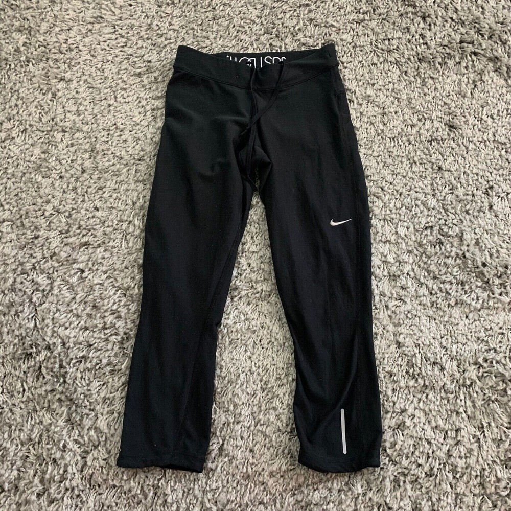 Nike Leggings Pants Womens XS Black White Swoosh Yoga Workout Dri-Fit Activewear