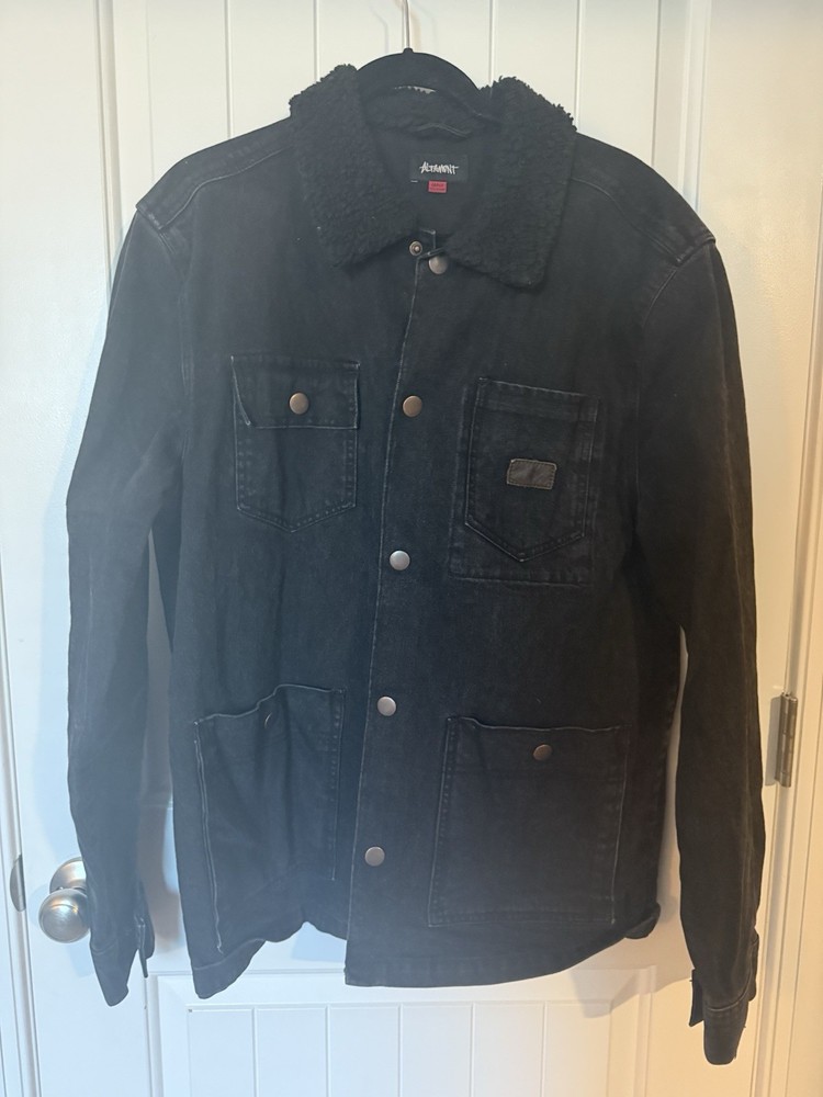Altamont Men’s Black Denim Fur Collar Chore Coat Large