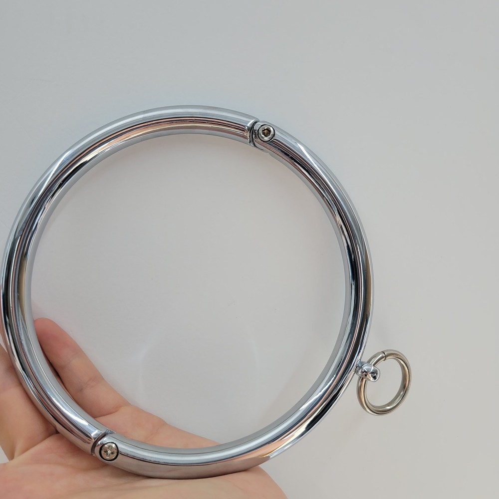 Lockable Choker Collar O-Ring Neck Steel Collar Necklace Couples Slave Roleplay