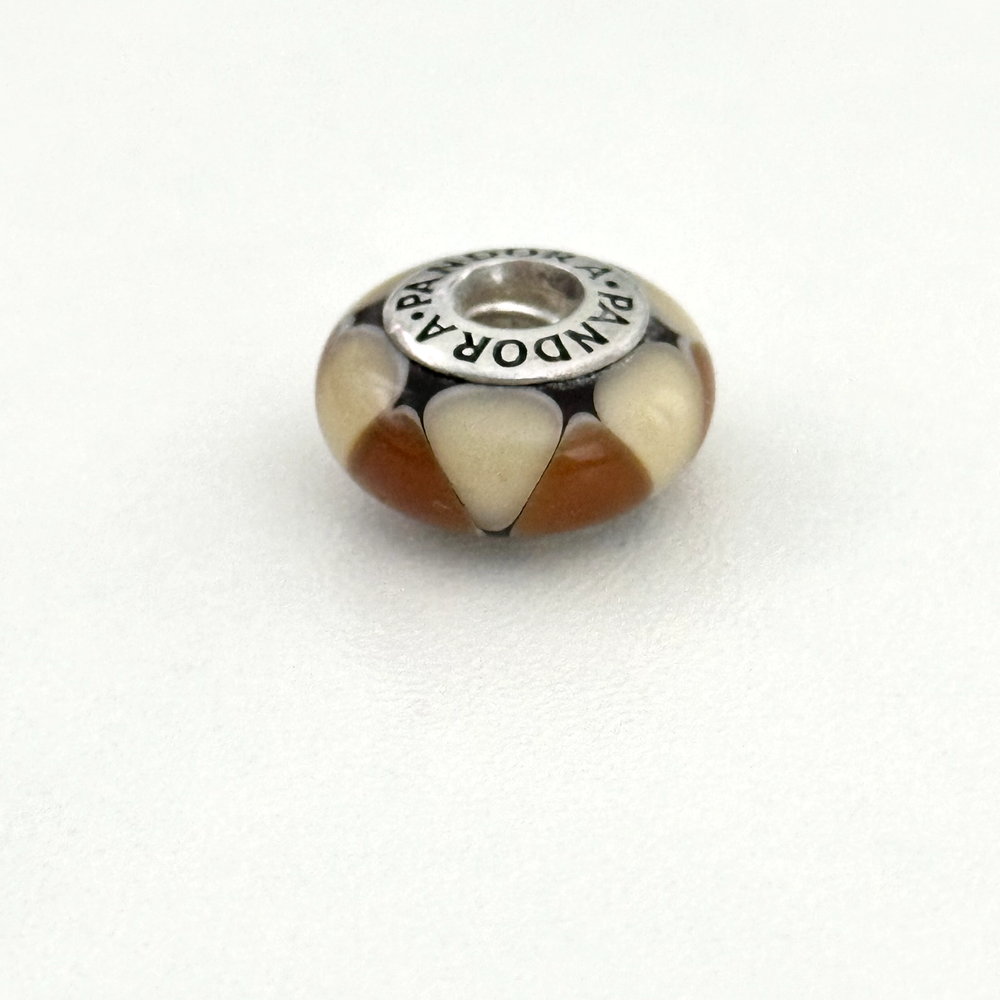 Pandora Sterling Silver Orange Amber Murano Glass Charm Bead  
