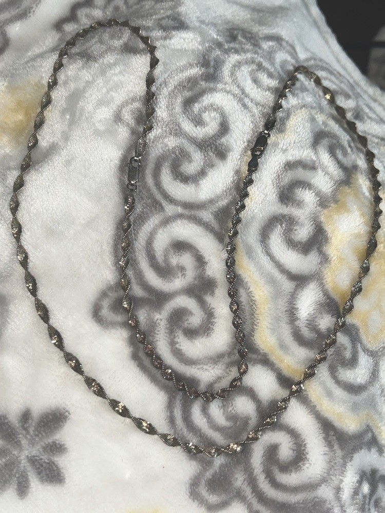 Sterling Silver 925 Italy Twisted Link Chain Necklace Lobster Clasp
