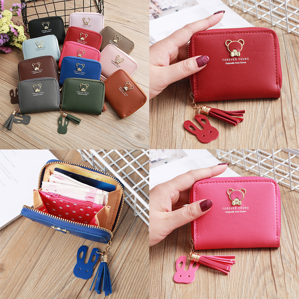 Women's Leather Small Wallet Zipper Coin Purse Credit Card Holder Wallet Gift US