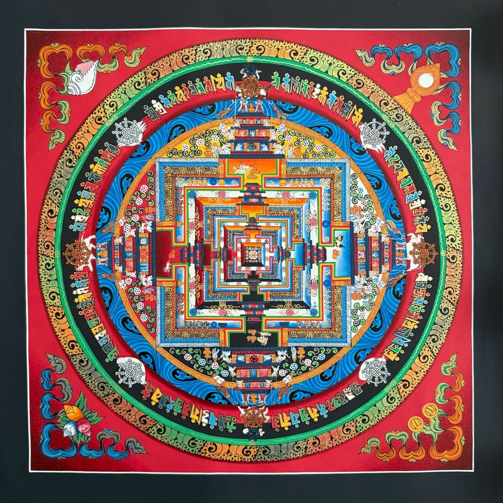 Handmade Kalachakra Mandala Thangka Art on Cotton Canvas Nepal  