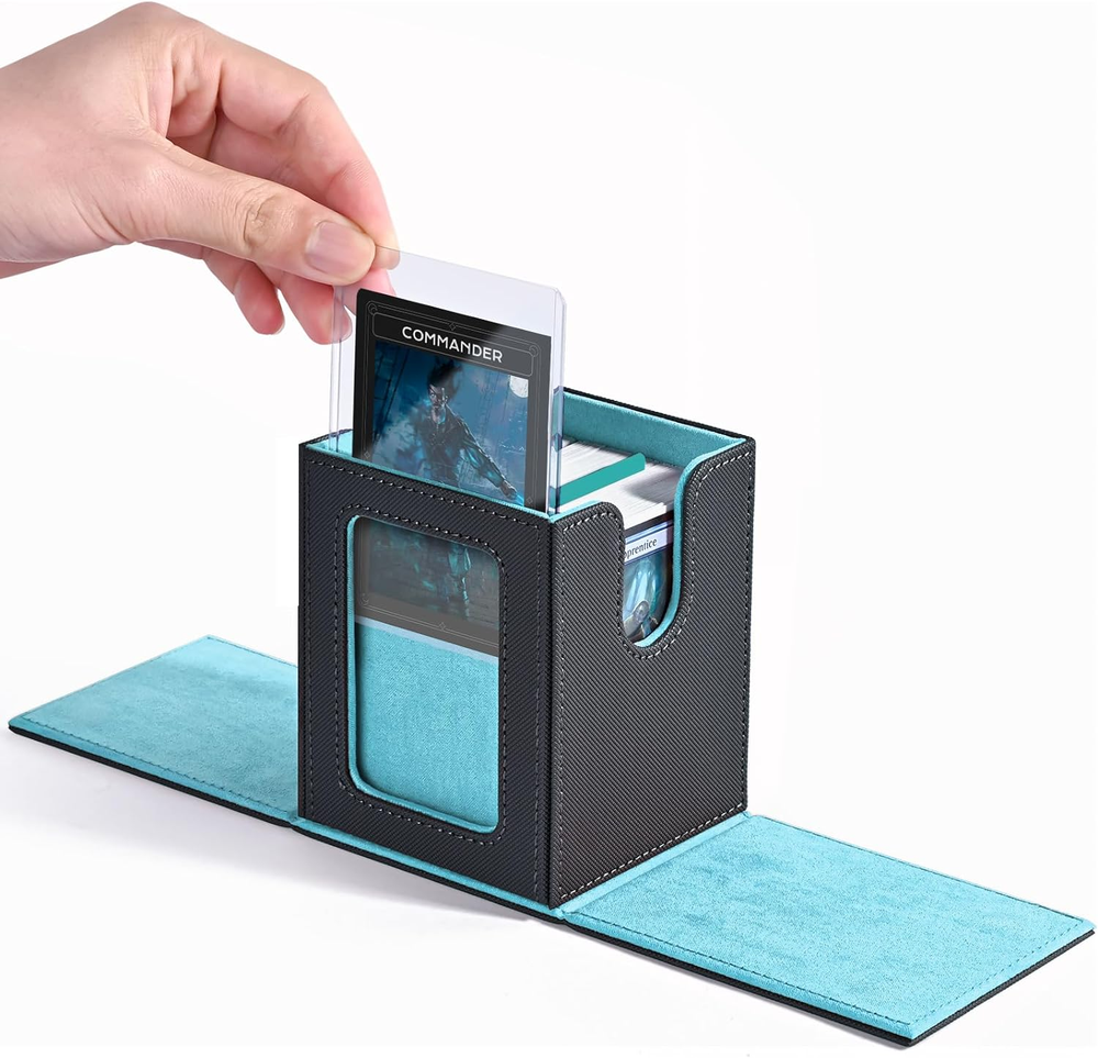 MTG Deck Box with Commander Window Display, Trading Card Storage Box Holds 100 D