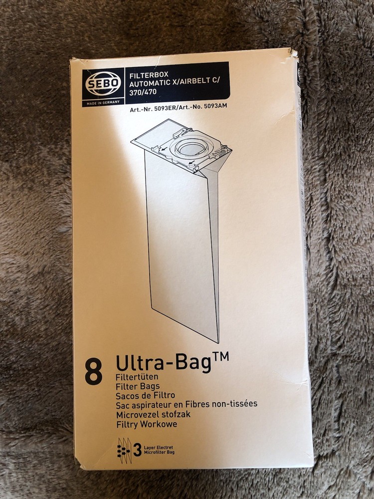 Genuine SEBO 5093ER Upright Vacuum Bags for X1 X2 X3 X4 X5 X7 XP2 XP3 XP10