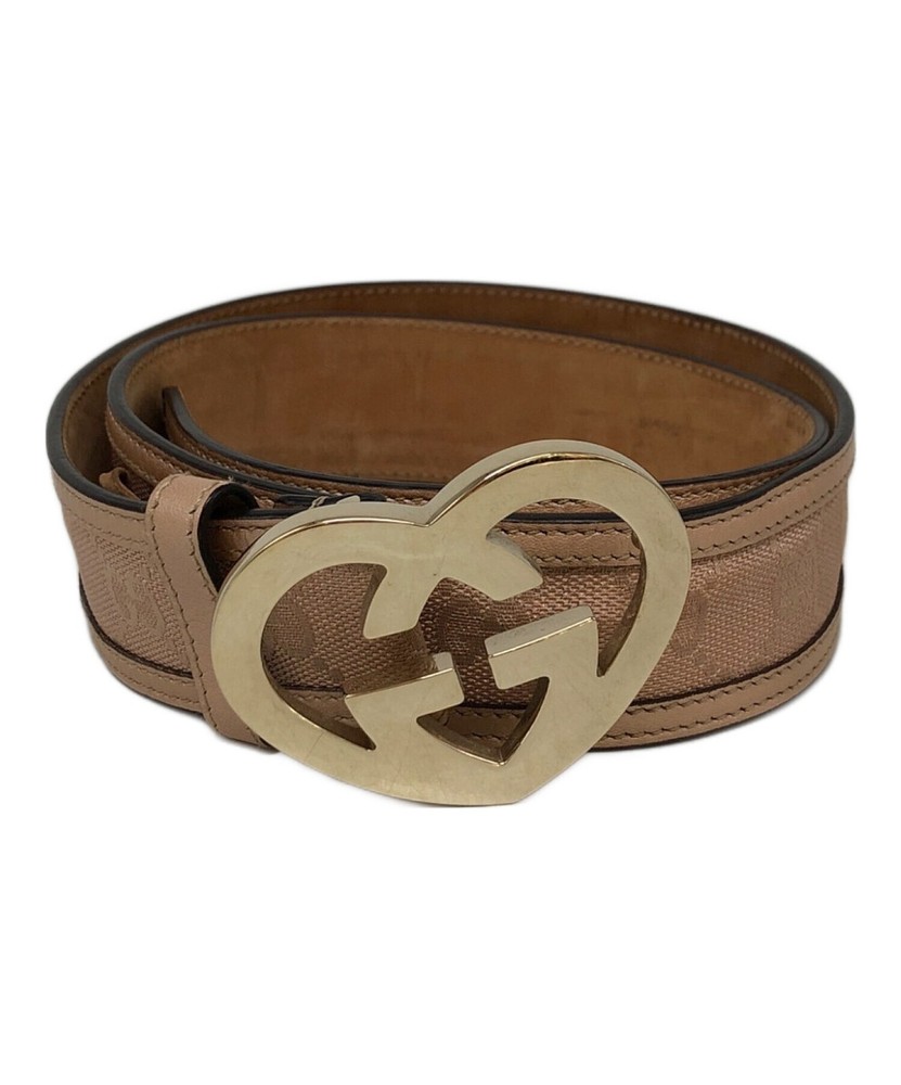Gucci Guccissima Heart GG Buckle Brown Purple Belt Authentic Japan