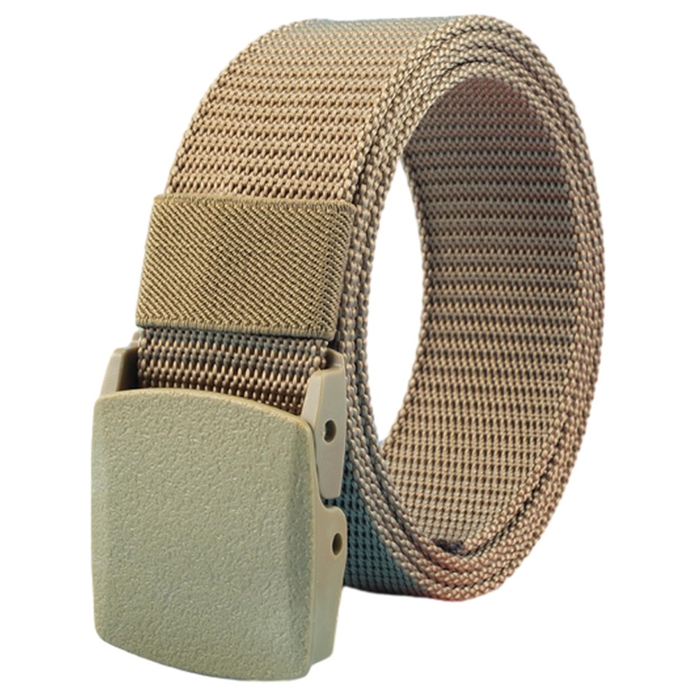 Heavy Duty Tactical Military Style Belt, Hypoallergenic Plastic Buckle, Khaki