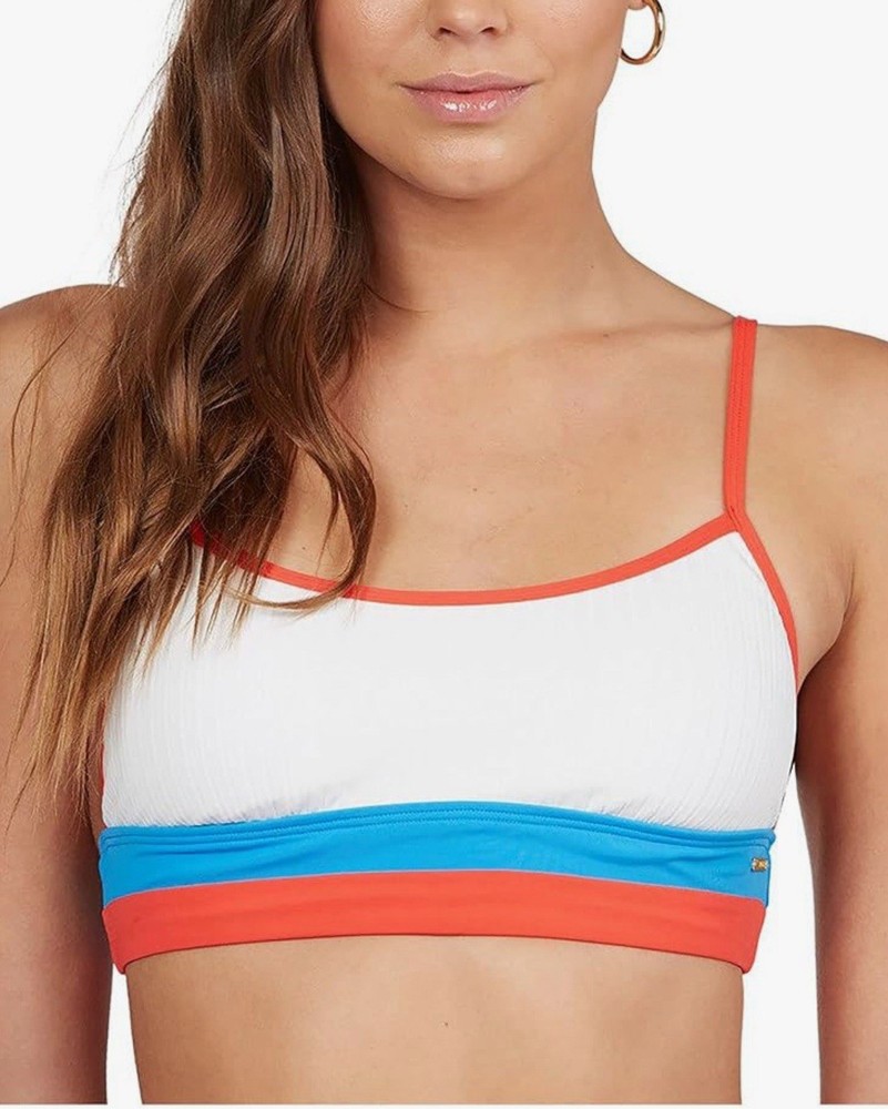 Roxy Hello July Bralette Bikini Top Bright White Size M