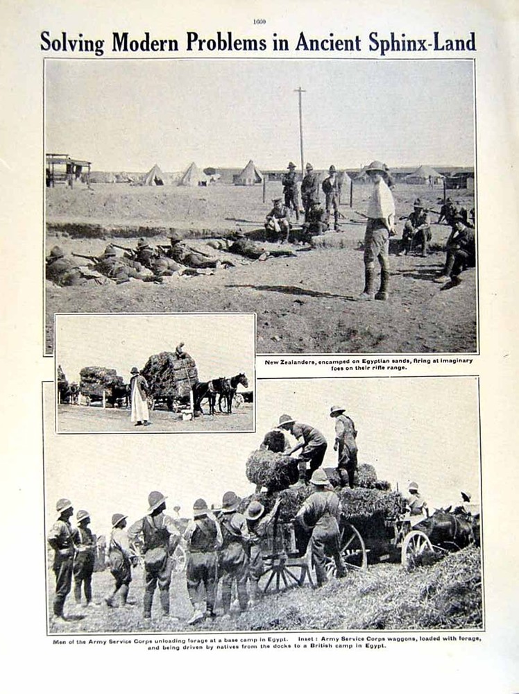 Old Antique Print 1915-16 World War Turkish Prisoners Lake Tigris Egypt 20th
