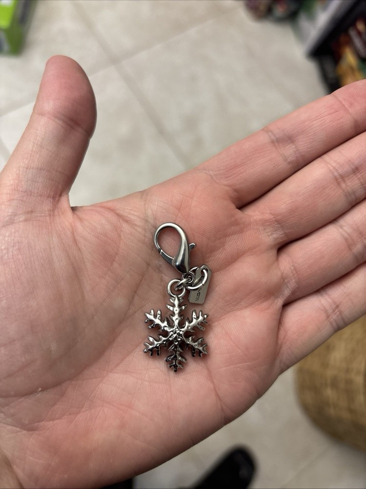 Authentic Coach Pave Silver Keychain with 1 Inch Icy Logo EUC