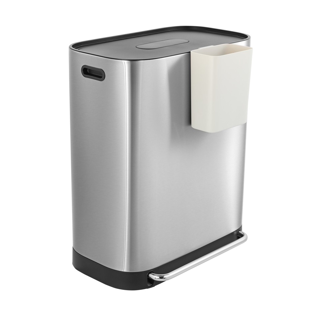happimess HPM1014 Beni Kitchen Trash/Recycling 16-Gallon - Chrome