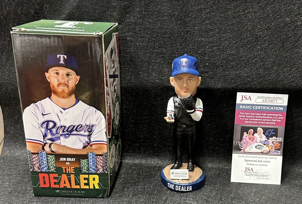 2023 Texas Rangers The Dealer Bobblehead Jon Gray-Autograph- JSA Certified