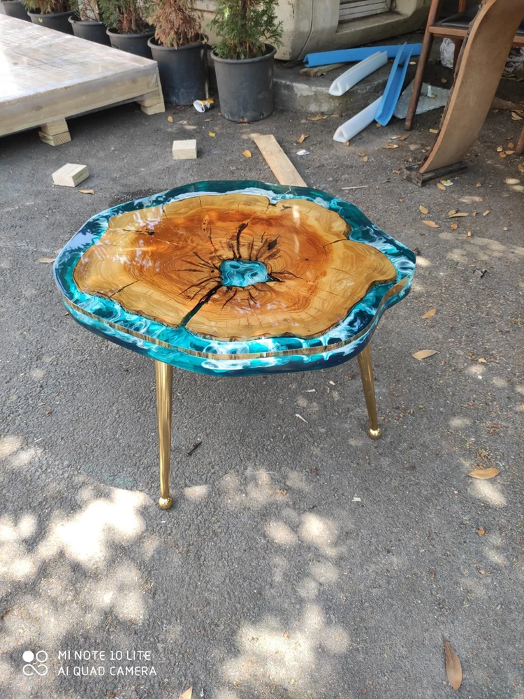 Epoxy Coffee Table, River Live Edge Side Table Living Room Table Patio Decor