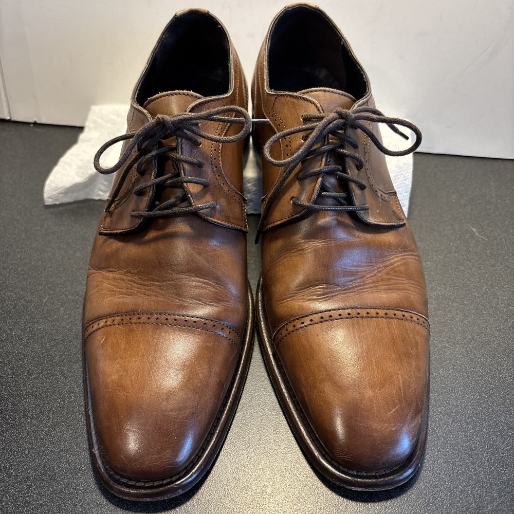 Johnston & Murphy Men's Cormac Leather Brogue Detail Cap Toe Oxford Brown 9M VGC