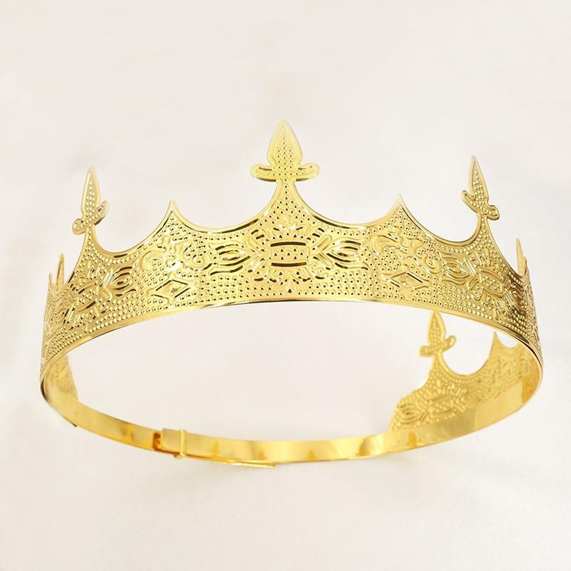 Luxurious Gold Royal Crown with Gems Party Crown for Costume Events & Royal Them