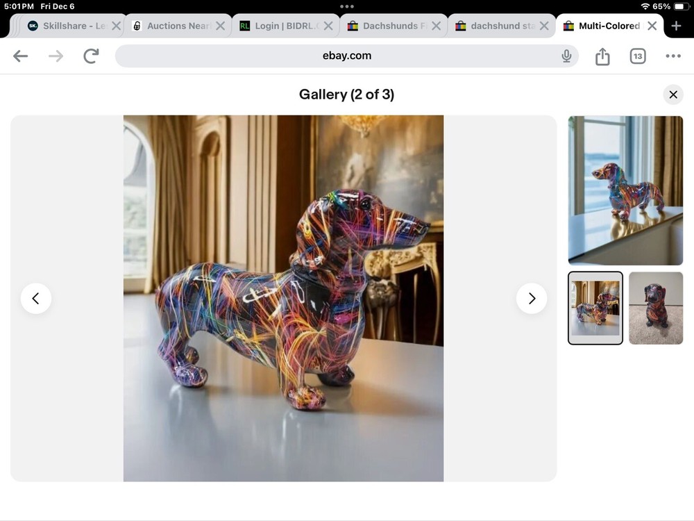 Multi-Colored Dachshund Figurine (Dog Statue- Brand New)