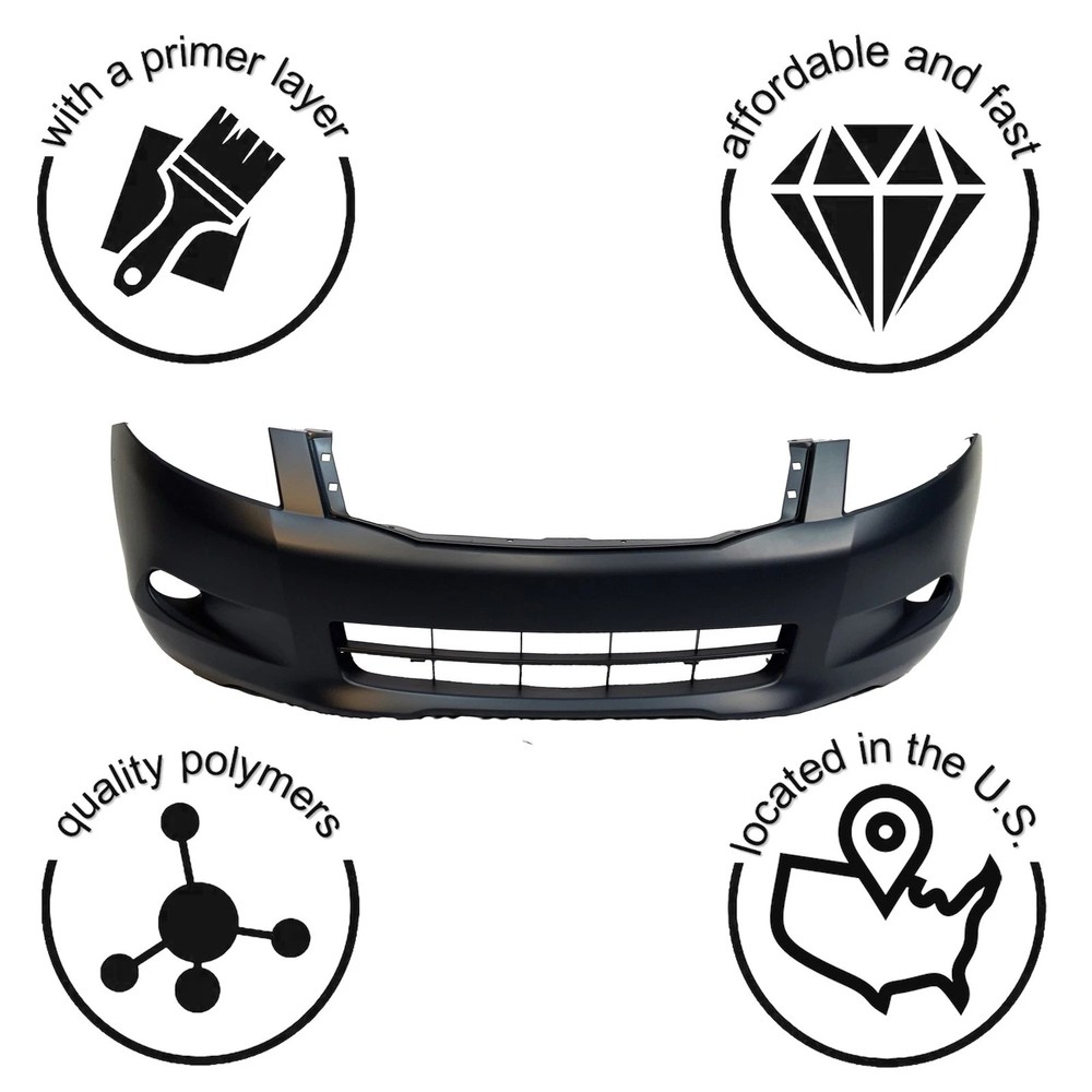 NEW Primered - Front Bumper Cover for 2008 2009 2010 Honda Accord Sedan 08-10