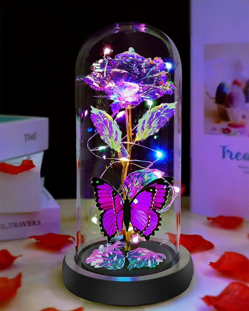 Romantic Valentine's Day Rose Gifts for Her with Butterfly Accents