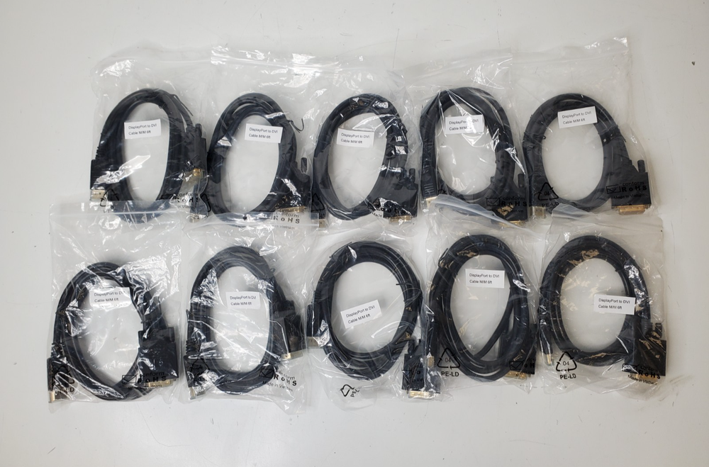 10 New Unbranded 6ft DisplayPort to DVI Male Cables-image