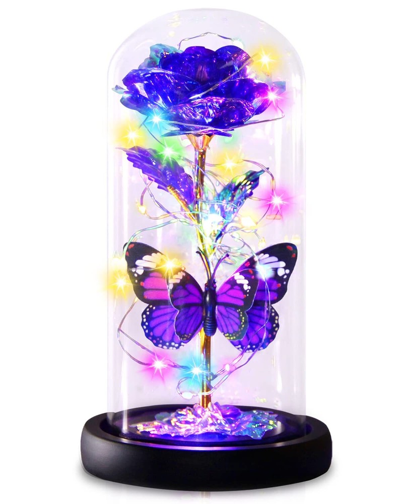 Valentines Day Rose Gift for Women - Purple Butterfly Rose Birthday Present