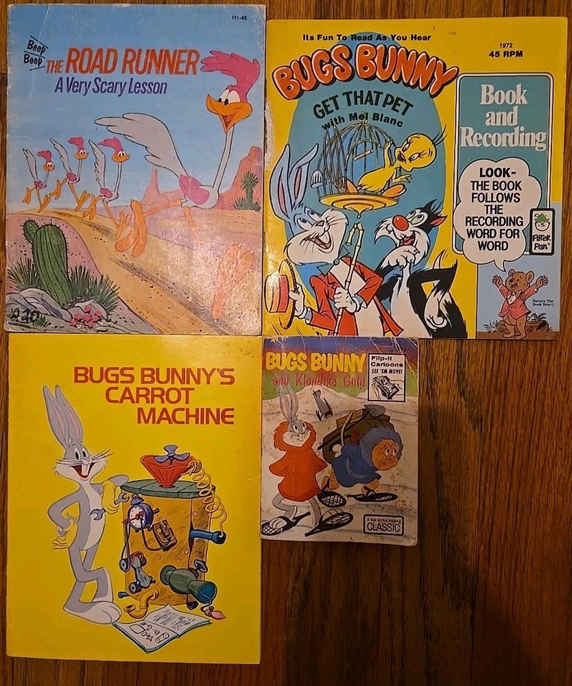70s Bugs Bunny Looney Tunes Childrens Book Lot - Flip It Cartoons, Road Runner,