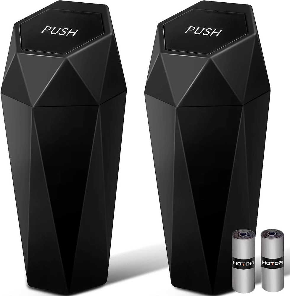 Car Trash Can with Lid - 2 Pack, Mini Essential Car Accessories for Interior, Le